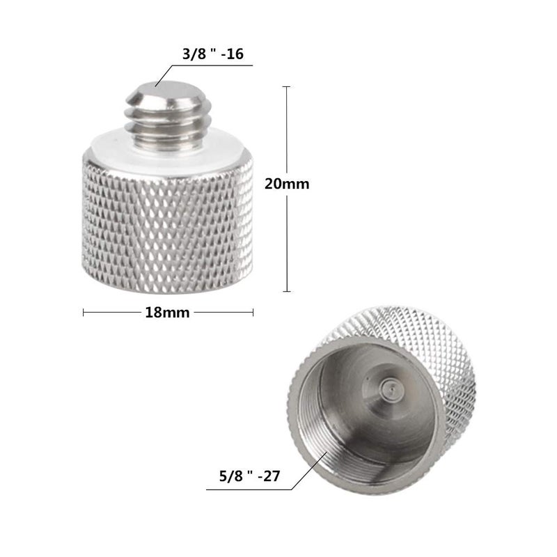 CAMVATE Mic Screw Adapter 1/4"-20 Male & 3/8"-16" Male to 5/8"-27 Female - 1362 - Image 4